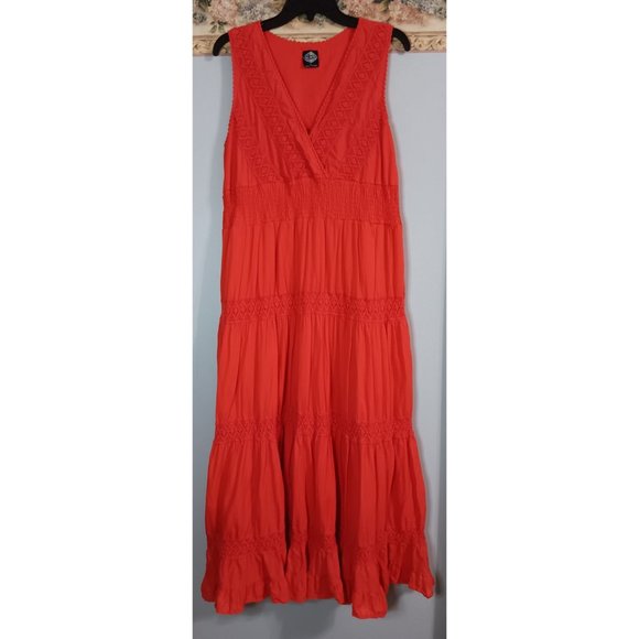 Cal Style Large Maxi Lace Ruffle Boho Lined Event Occasion Peasant Dress - Picture 1 of 7